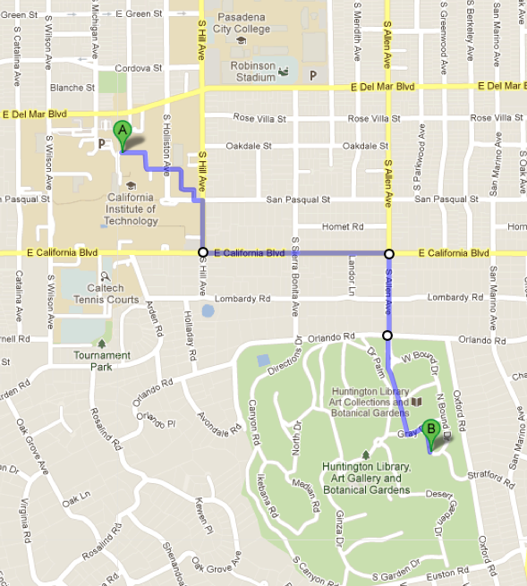 Walking map to Huntington